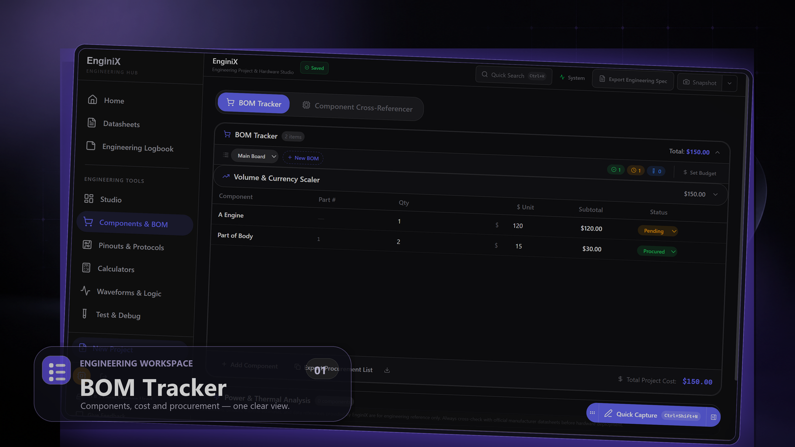 EnginiX BOM Tracker