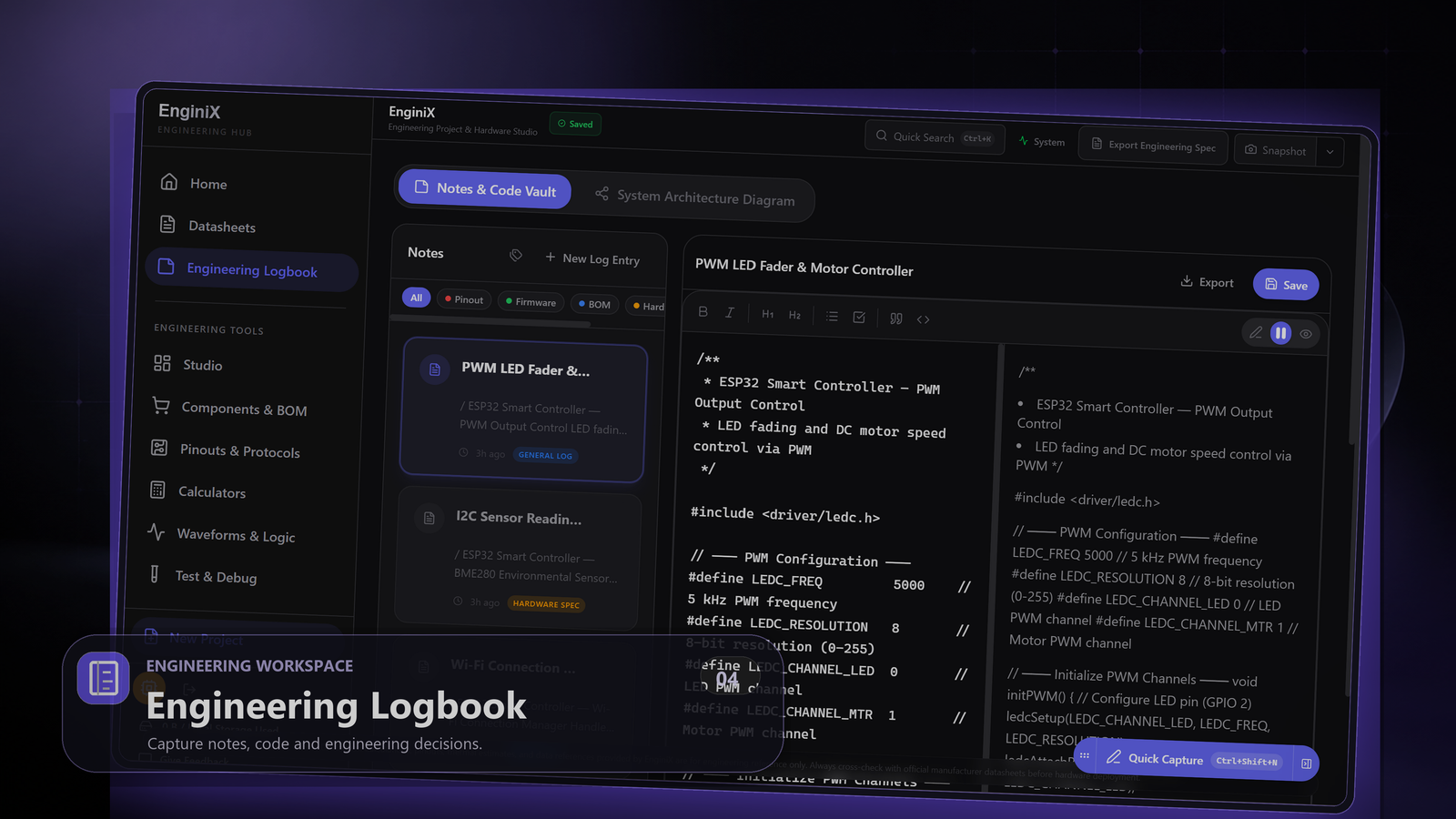 EnginiX Engineering Logbook