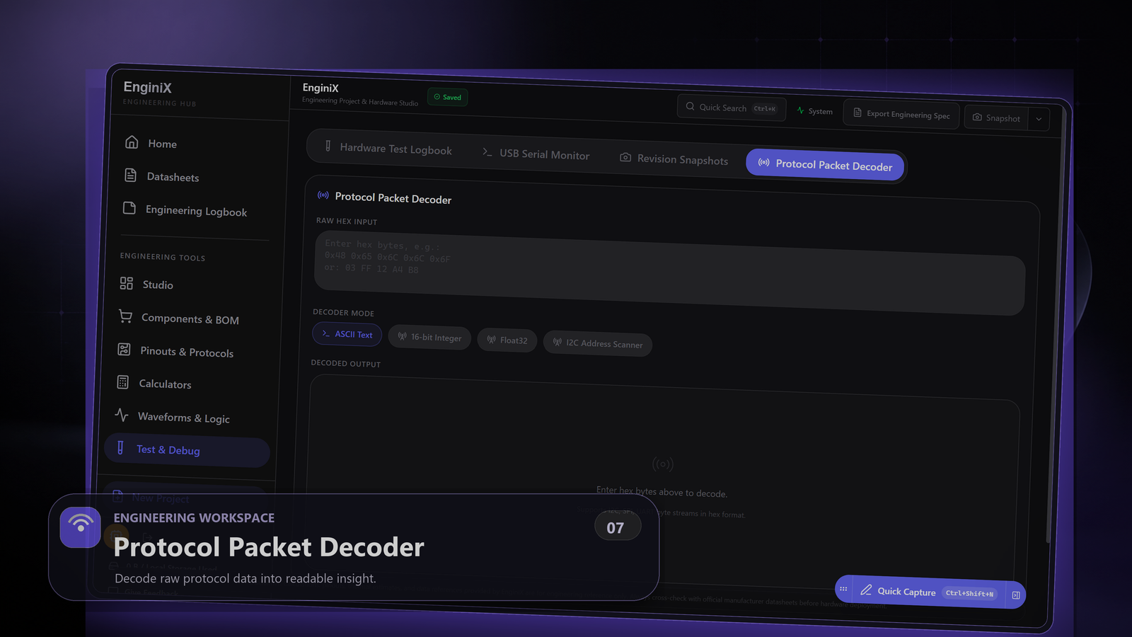 EnginiX Protocol Packet Decoder
