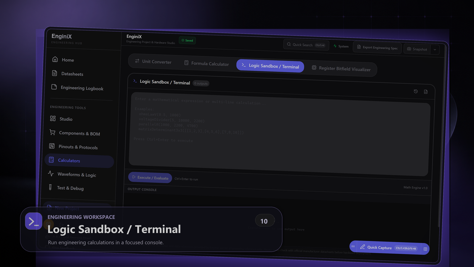 EnginiX Logic Sandbox and Terminal