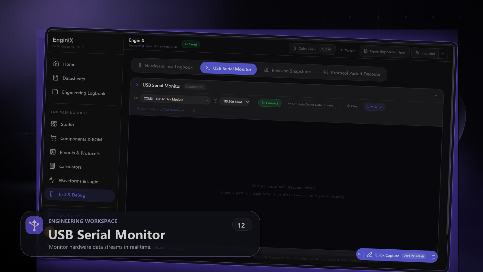 EnginiX USB Serial Monitor
